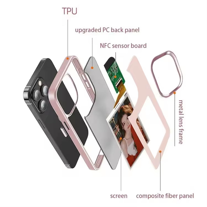 Smart E Ink Screen Display Cute Case for Girls 360 Bumper Premium Shockproof Mobile Phone Case 15 Pro 14 Pro Max